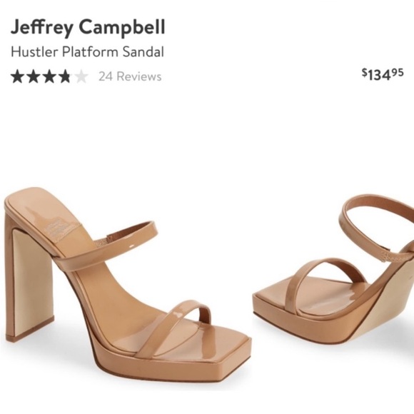 Jeffery Campbell Hustler Platform Sandal Nude Patent Leather Strappy Block Heels - Picture 5 of 13